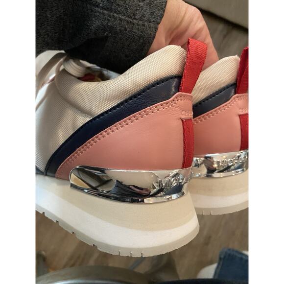 Michael Kors Womens Fashion Sneakers Size 9M MK Logo PVC Faux Leather Pink/Gold - Picture 5 of 10